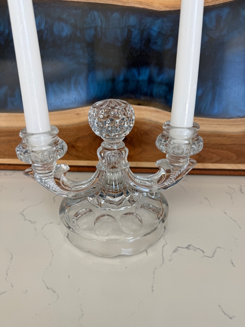 Vintage Heisey glass 2 light candlelabra - Picture 5 of 13